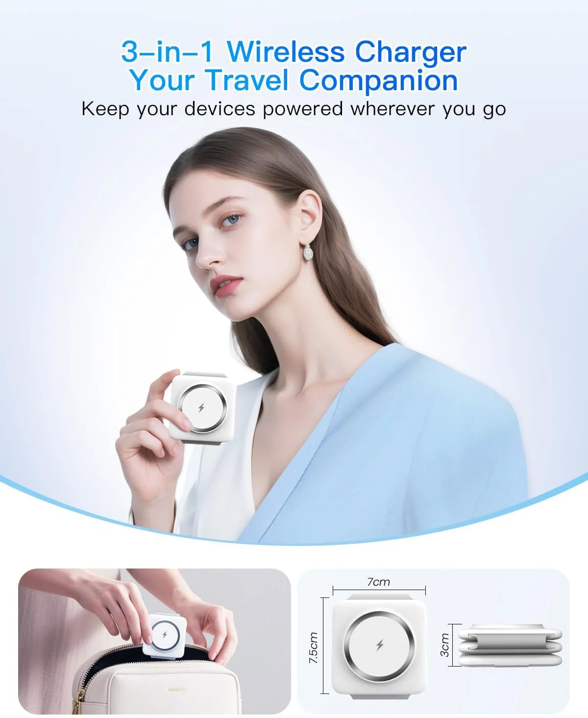 Magnetic Wireless Charging Station: 3-in-1 Foldable Charger for iPhone 17, 16, 15, 14, 13, 12 Pro Max and AirPods, Perfect for Travel