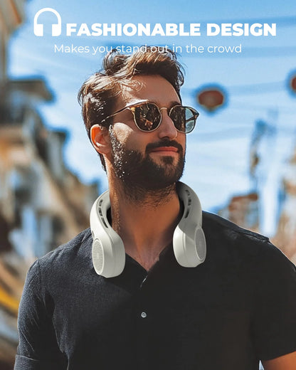 Portable Neck Fan with LED Display, Hands-Free Bladeless Design, 4000mAh Battery, 3-Speed Settings, and Whisper-Quiet Operation for Home, Camping, Travel, and Sports