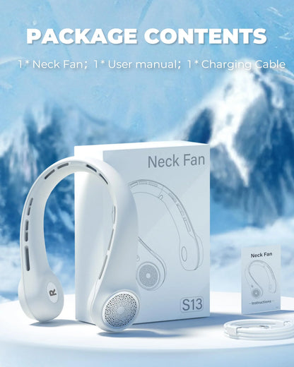 Portable Neck Fan with LED Display, Hands-Free Bladeless Design, 4000mAh Battery, 3-Speed Settings, and Whisper-Quiet Operation for Home, Camping, Travel, and Sports