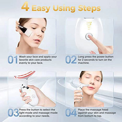 Red Light Therapy for Face, 7 Color LED Face Skin Rejuvenation for Face & Neck Beauty Device,  Neck Tightening Device, Glossy Black