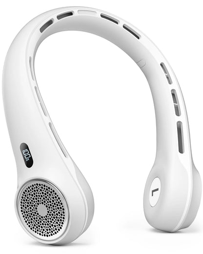 Portable Neck Fan with LED Display, Hands-Free Bladeless Design, 4000mAh Battery, 3-Speed Settings, and Whisper-Quiet Operation for Home, Camping, Travel, and Sports